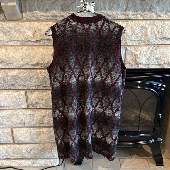 CJ Banks long cardigan sweater vest burgundy gray black size X - Picture 5 of 7